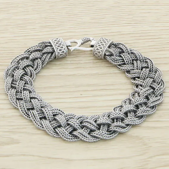 Woven Fried Dough Twists Bracelet for Men and Women Small crowd Design Fashion Sterling Silver Tide Dirty Braid Bracelet High Lu