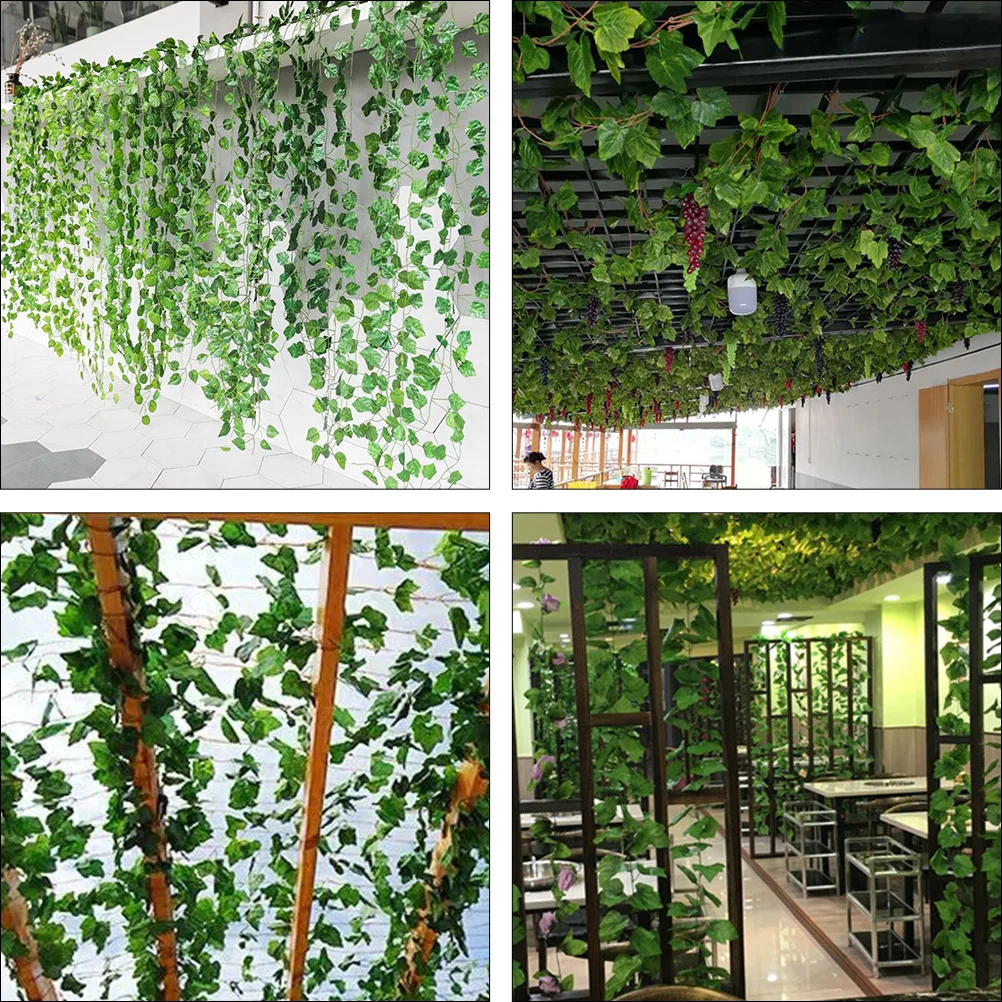 

12pcs Artificial Rattan Vines Realistic Green Simulation Plants Decorative Hanging For Indoor Outdoor Party Household Decoration