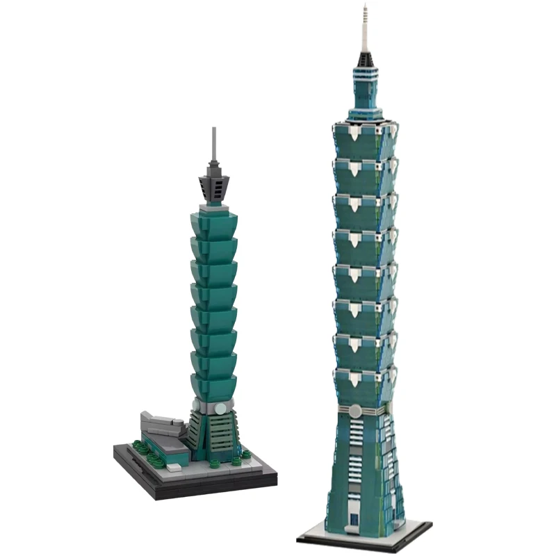 MOC Taipei City Skyline arquitectura casa 101 rascacielos vista a la calle modelo de bloques de construcción colección para adultos juguetes regalo ornamento