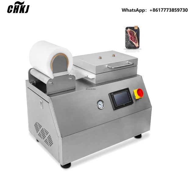 

CHKJ CE Certified Fully Automatic Electric Vacuum Skin Packaging Machine Tabletop Seafood Vegetable Sealer with Wood Film