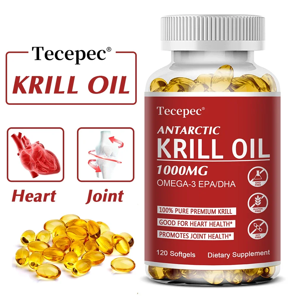 Antarctic Krill Oil 1000 Mg, Omega-3 EPA, DHA, Natural Astaxanthin, Maximum Strength for Heart & Joint Health, 120 Capsules