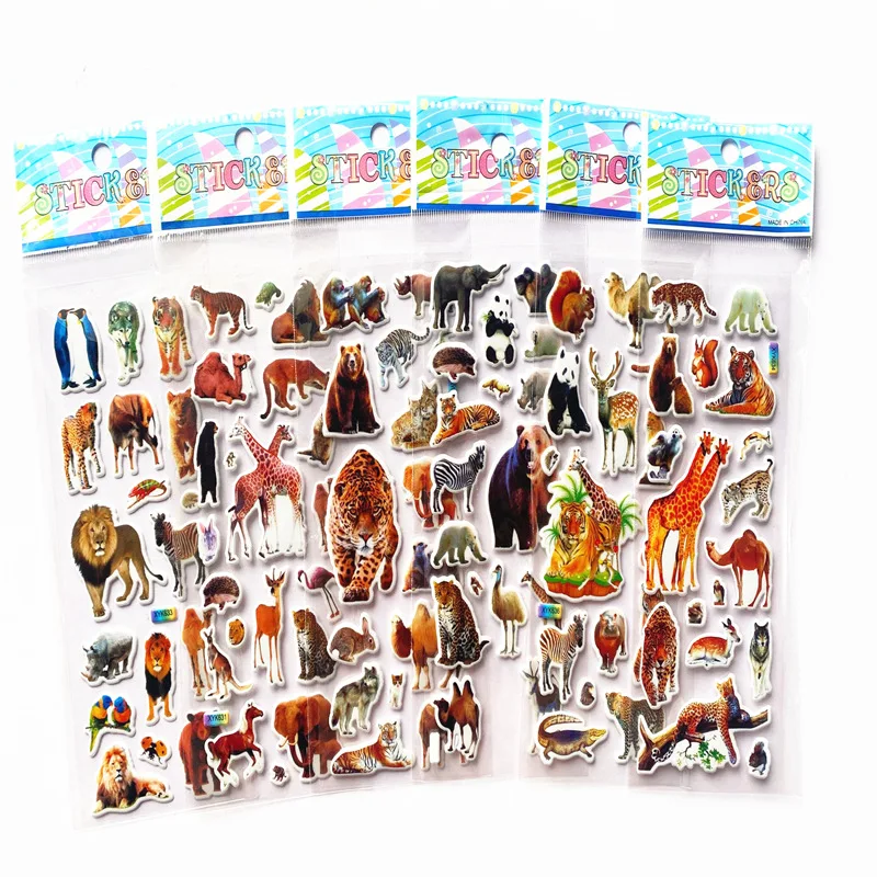 10 Sheets 3D Puffy Stickers Animals Bulk Stickers Scrapbook Decoration Birthday New Year Christmas Gifts for Students