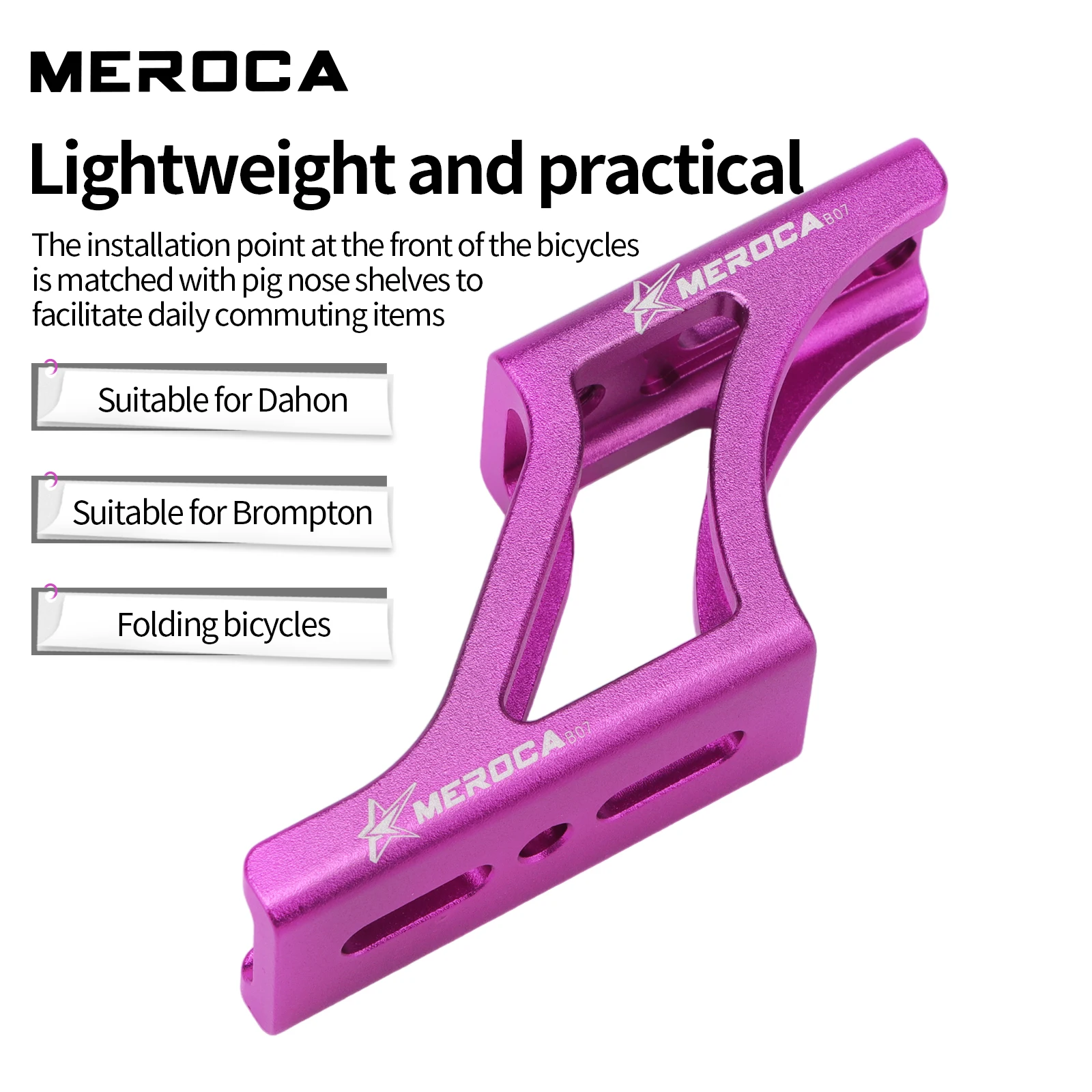 Picture 5: Meroca Folding Bicycle Front Bag Raised Base Aluminum Alloy Front Carrier Mount Adapter Raiser For Dahon Brompton Winter Cycling