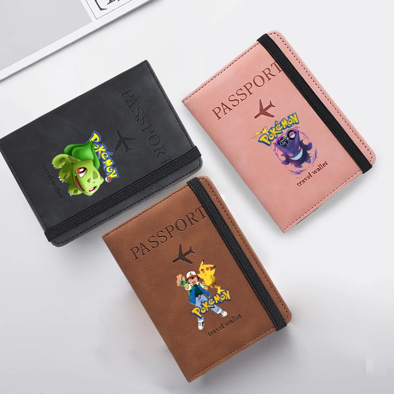Funda para Pasaporte con Diseño de Pikachu, Cartera de Cuero PU con Estampado Moderno, Porta Pasaporte y Tarjetas de Visita, Regalo de Cumpleaños