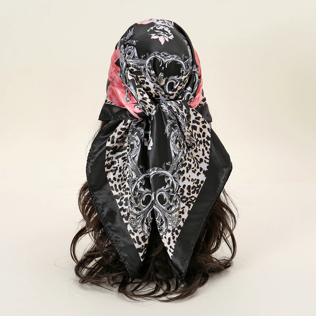 Floral Print Stain Silk Hijab Outdoor Square Scarf Muslim Women Bandanna Popular 2024 Kerchief Soft Summer Foulard Headscarf