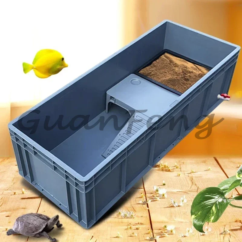 Large Thickened Turtle Tank, Amphibious Ecological Terrarium with Drainage, Turtle Breeding & Transport Box