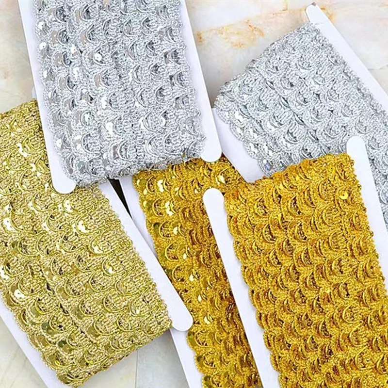 15 Yard U-Shaped 2.3cm Gold/Silver Wave Pattern Ethnic Lace Woven Lace Ribbon Home Party Decoration DIY Clothes Handmade Craft