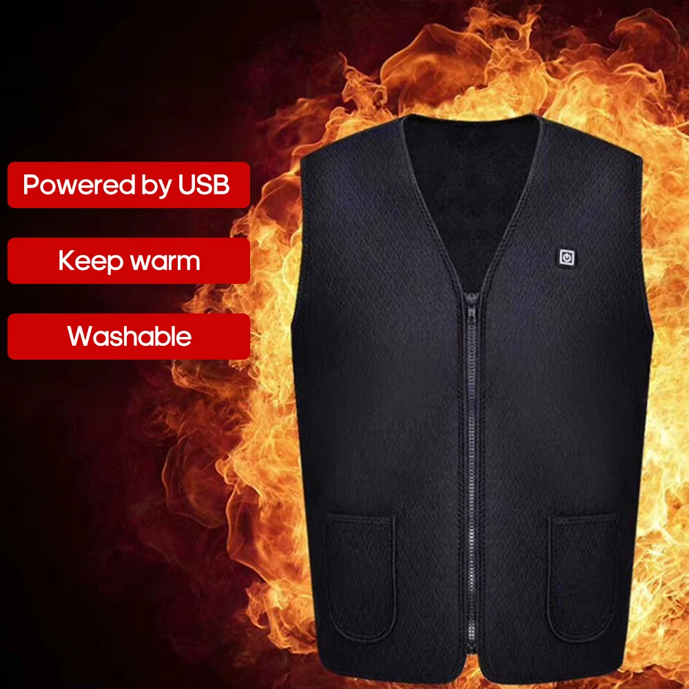 5 Areas Men Women Heated Vest Smart Heating Cotton USB Infrared Electric Heating Thermal Winter Warm Jacket for Xiaomi Camping