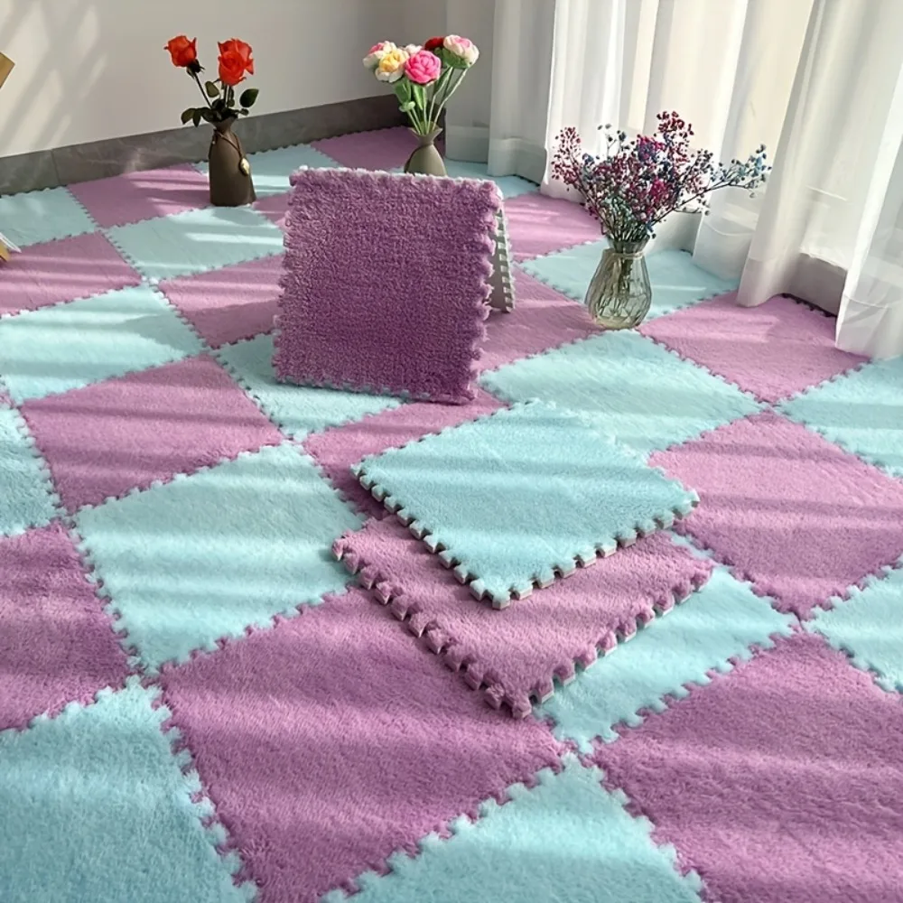 

10Pcs EVA Foam Puzzle Play Mat Baby Soft Crawling Area Rug DIY Plush Square Floor Mat for Living Room Christma Decorations