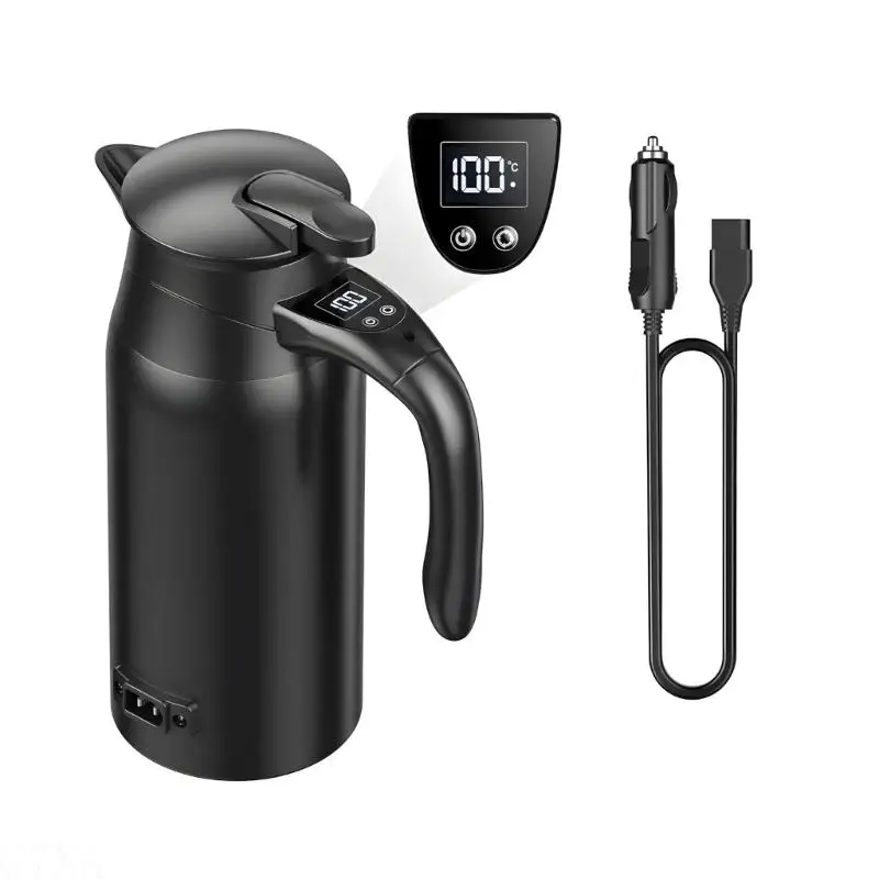 G7NA Stainless Steel 800ml Car Heater Cup Fast Heating Digital Display 12V 24V Portable Hot Water Bottle for On the Go