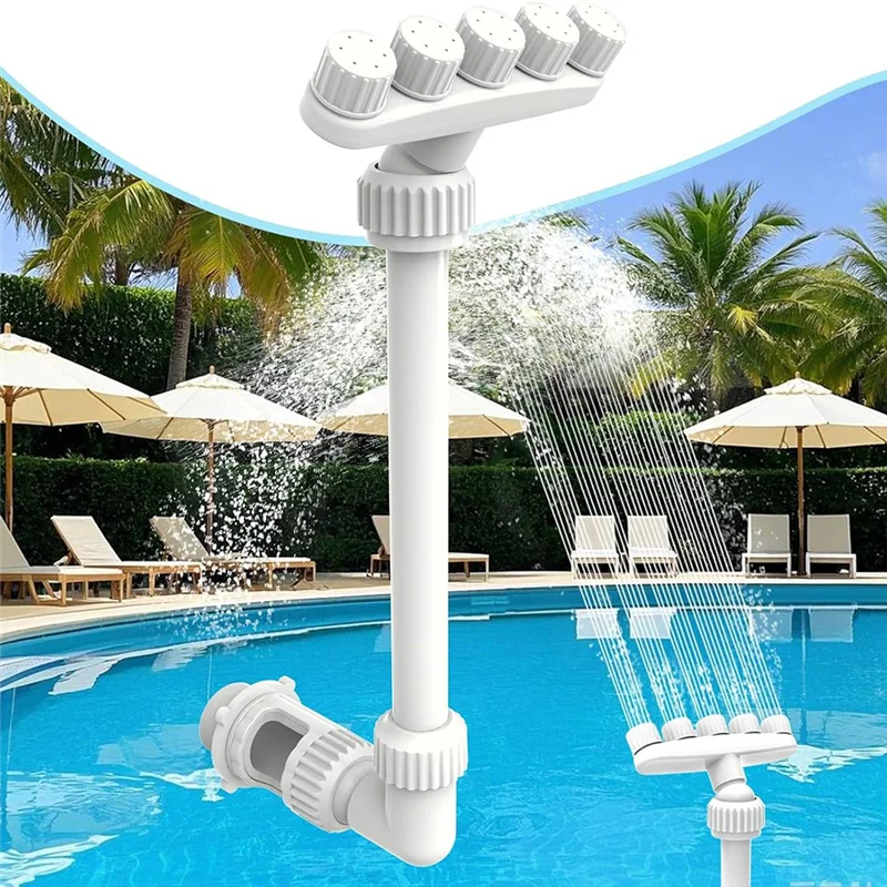 RMWIN-Five Nozzles Waterfall Sprinkler Forcooling 360° Direction Control Swimming Pool Accessories Decorative Water Feature