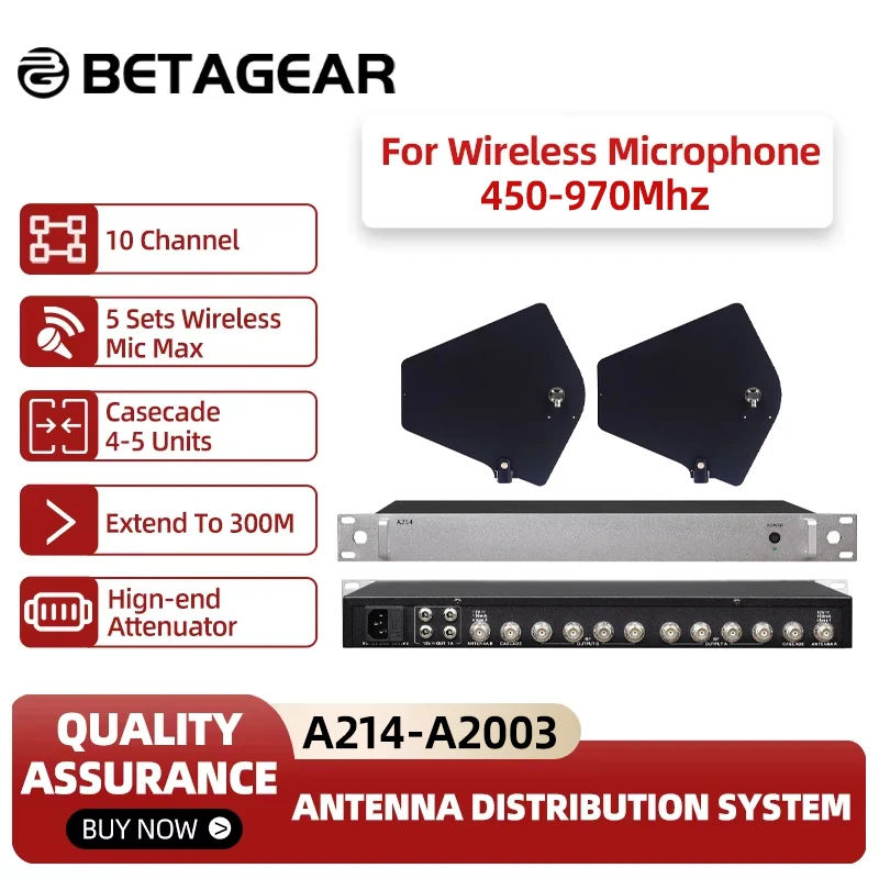 Betagear Antenna Distribution System Passive Antena & Active Wideband UHF Antenna Splitter RF Signal Distributor 450-970Mhz