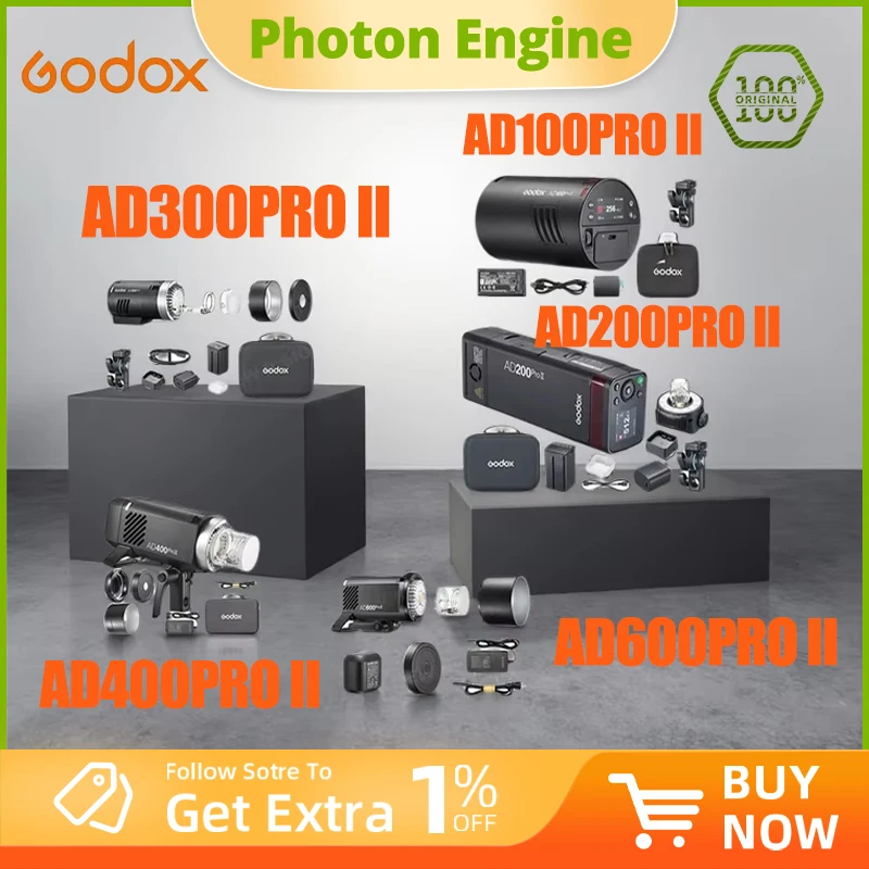 

Godox 2 version AD100PROII AD200PROII AD300PROII AD400PROII AD600PRO II Flash TTL Flash for Nikon Canon Sony Fuji Olympus
