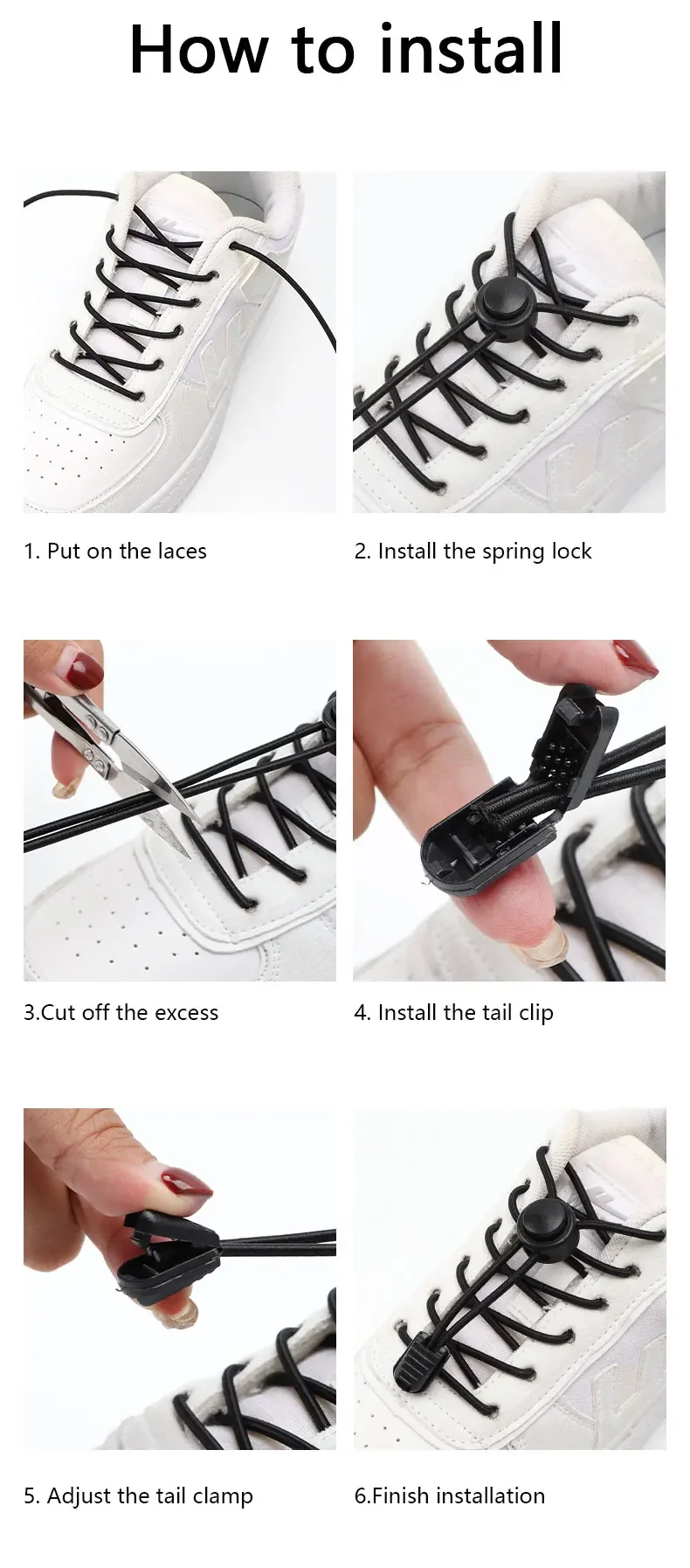 Keine Krawatte Schnürsenkel geeignet für alle Schuhe Round Spring Lock elastische Schnürsenkel schnell tragen in 1 Sekunde Wanders port faulen Schnürsenkel – Detail 7