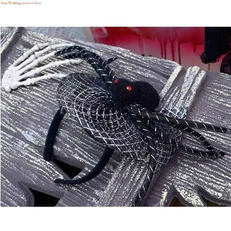 G92D Top Hat&Yarn Spiders Adult Hair Hoop Live Broadcast Halloween Party Headwear