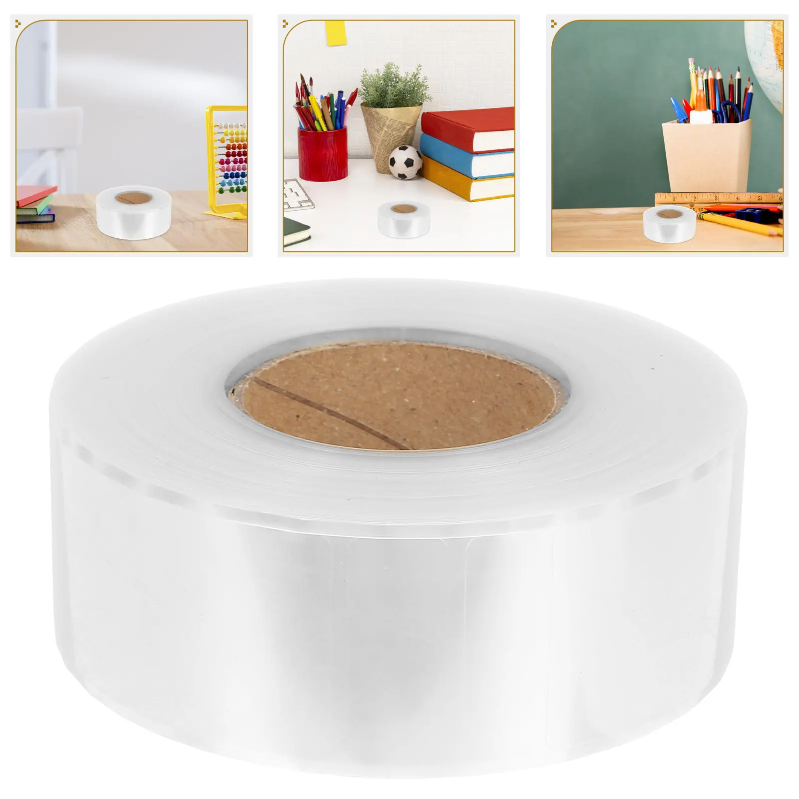 1 Roll Clear Label Protectors Self-Adhesive Transparent Pet Book Label Shields for Libraries Schools Offices Barcode Protection
