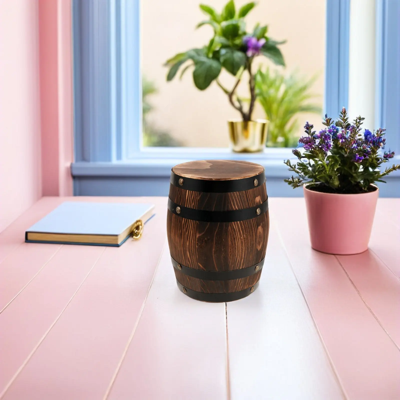 Wooden Wood Garden Stool For Outdoor Garden Decor Patio Furniture Retro Whiskey Side