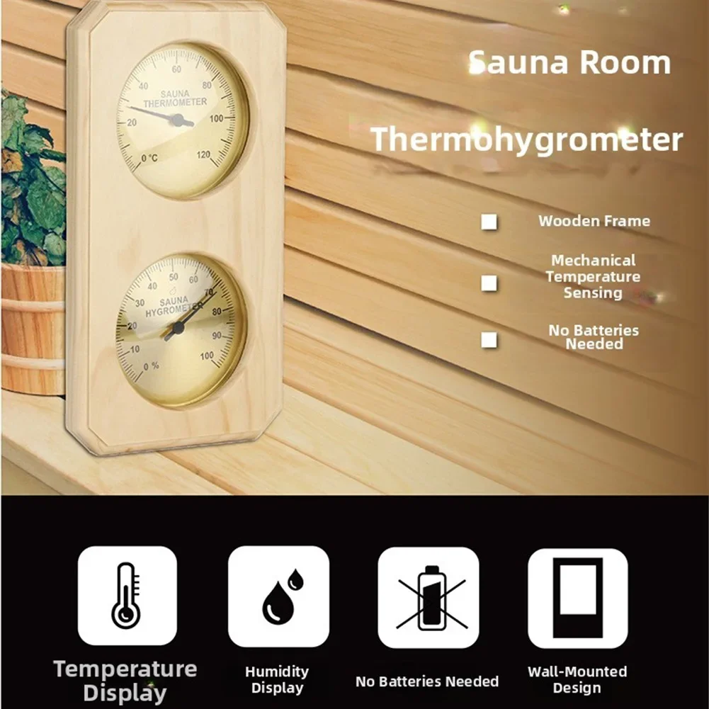 Wooden Fahrenheit Sauna Thermo-Hygrometer For Accurate Temperature And Humidity Monitoring For Sauna Rooms And Home Spas