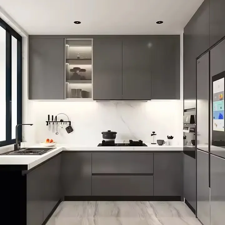 %j&Modern Fully Wood Kitchen Cabinets Custom Design White DIY Furniture by China Makers