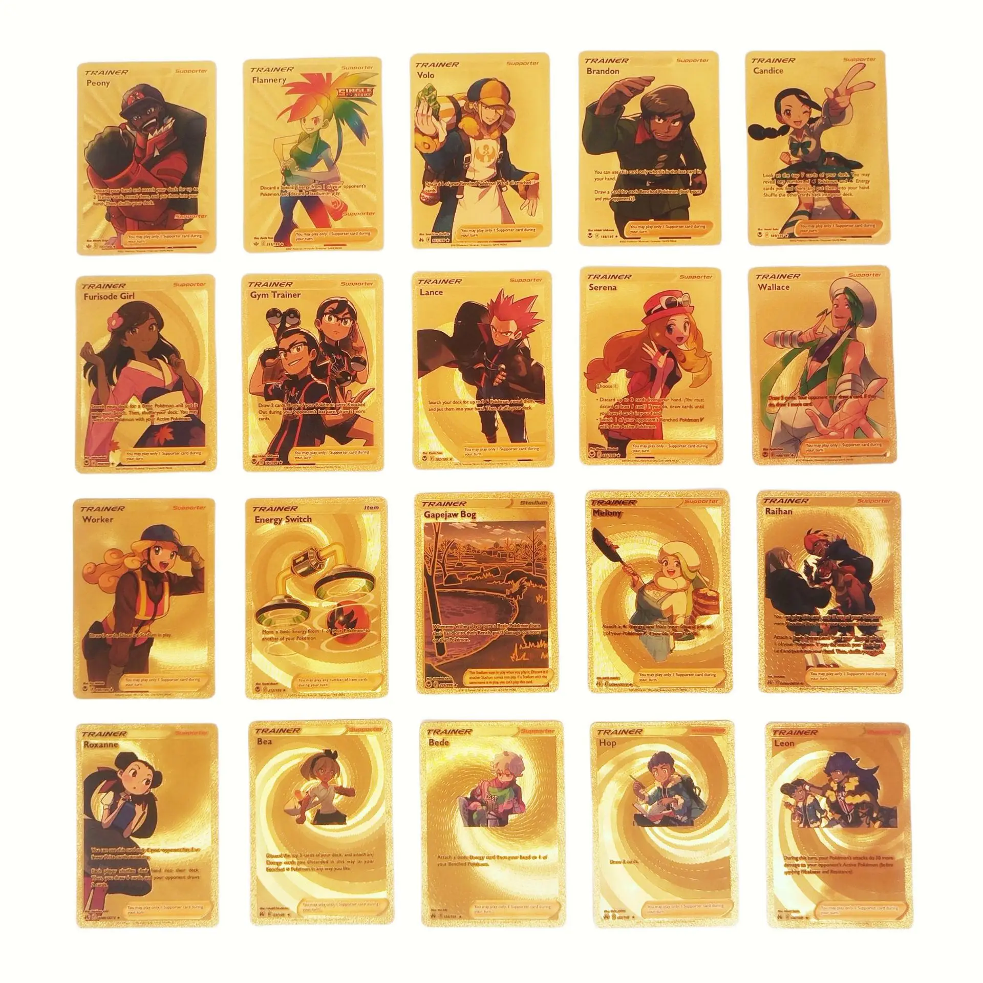 

55pcs/set PVC Gold Foil Pokemon Trainer Waterproof English Anime Cartoon Collection Battle Card Toy Gift