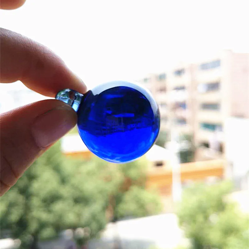 New Arrived 30mm Blue Smooth Glass Balls Nice Crystal Feng Shui Spheres Birthday Party Outdoor Christmas Tree Hanging Decoration