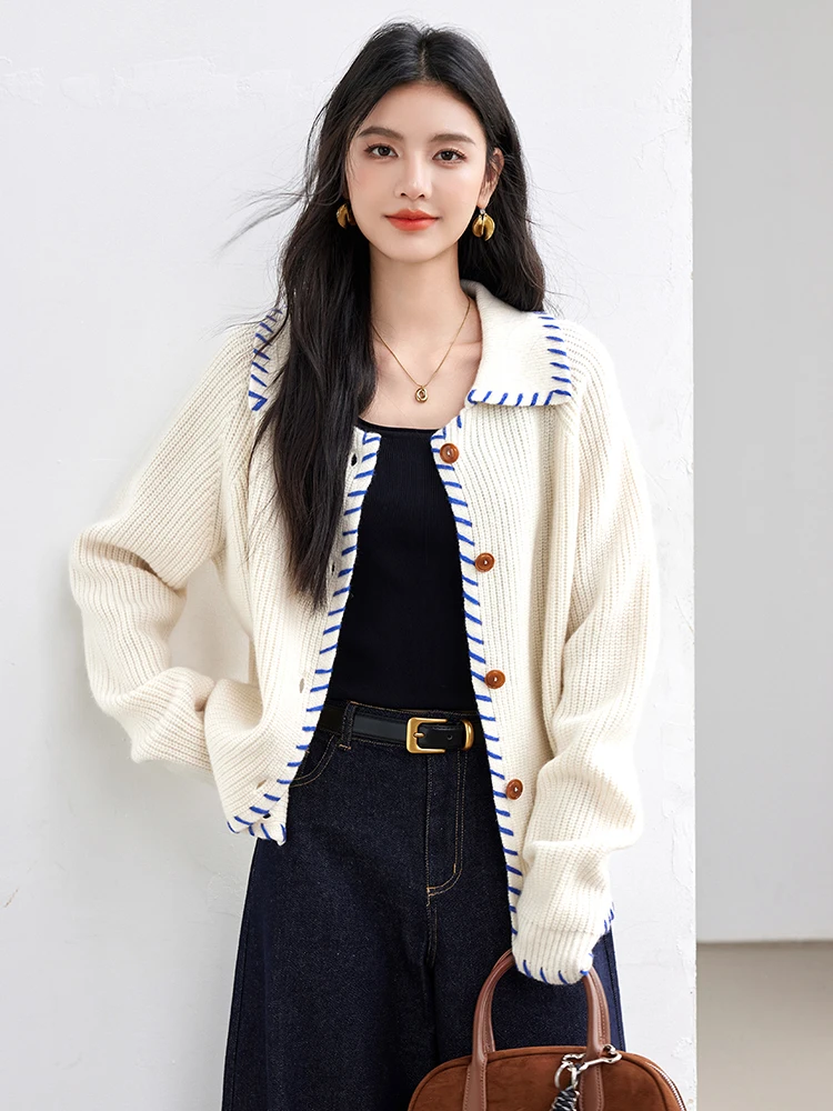 

Вязаный кардиган большого размера, женский уличный свободный свитер, верхняя одежда, модный повседневный трикотаж, зимние корейские топы с длинными рукавами