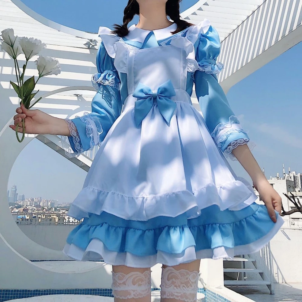 

Хэллоуин Алиса в стране чудес Princ Maid orm Long Sve Lolita School orm Soft Girl Cute Princ Юбка женская C...