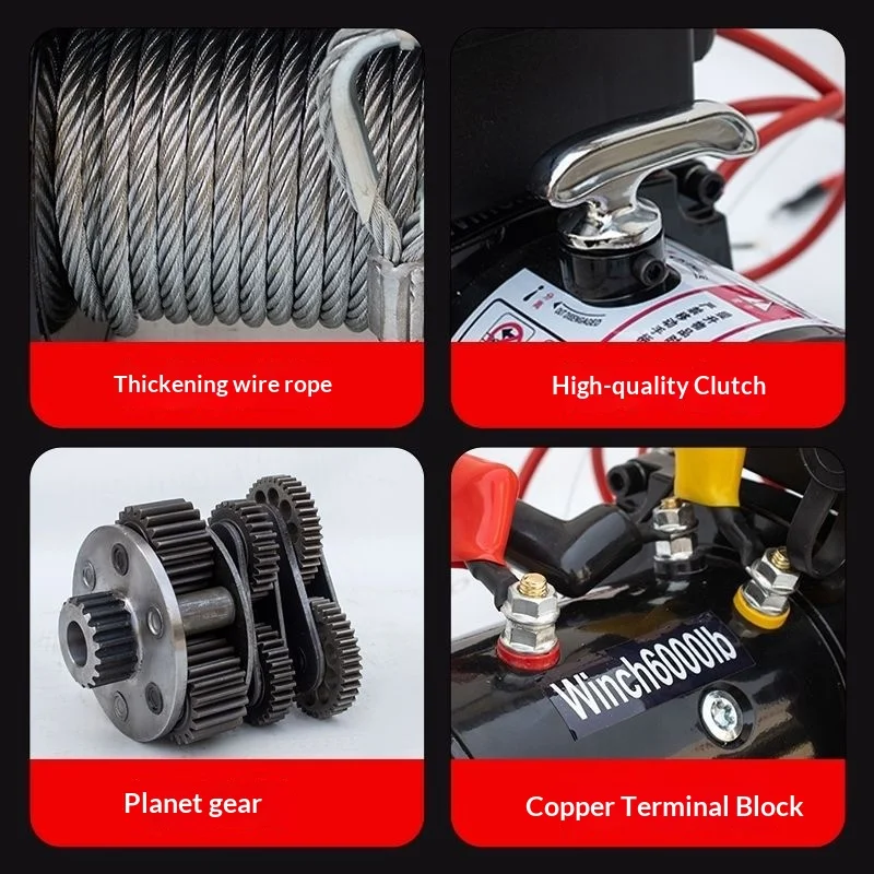 Offroad SUV Winch 12V/24V/48V 2000-20000LBS Auto Electric Winch with Remote Control and Steel Wire Rope