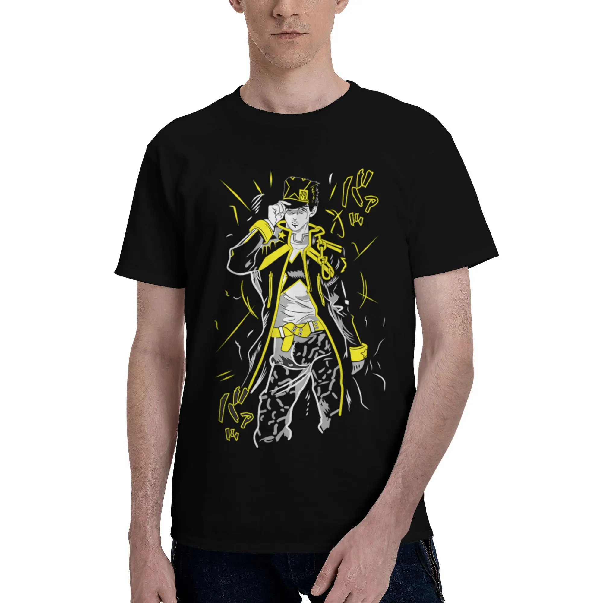 

Custom Mens JoJoes Anime T Shirt Short Sleeve Cotton Tshirt Streetwear T-shirt Leisure Tee Loose Fit Apparel