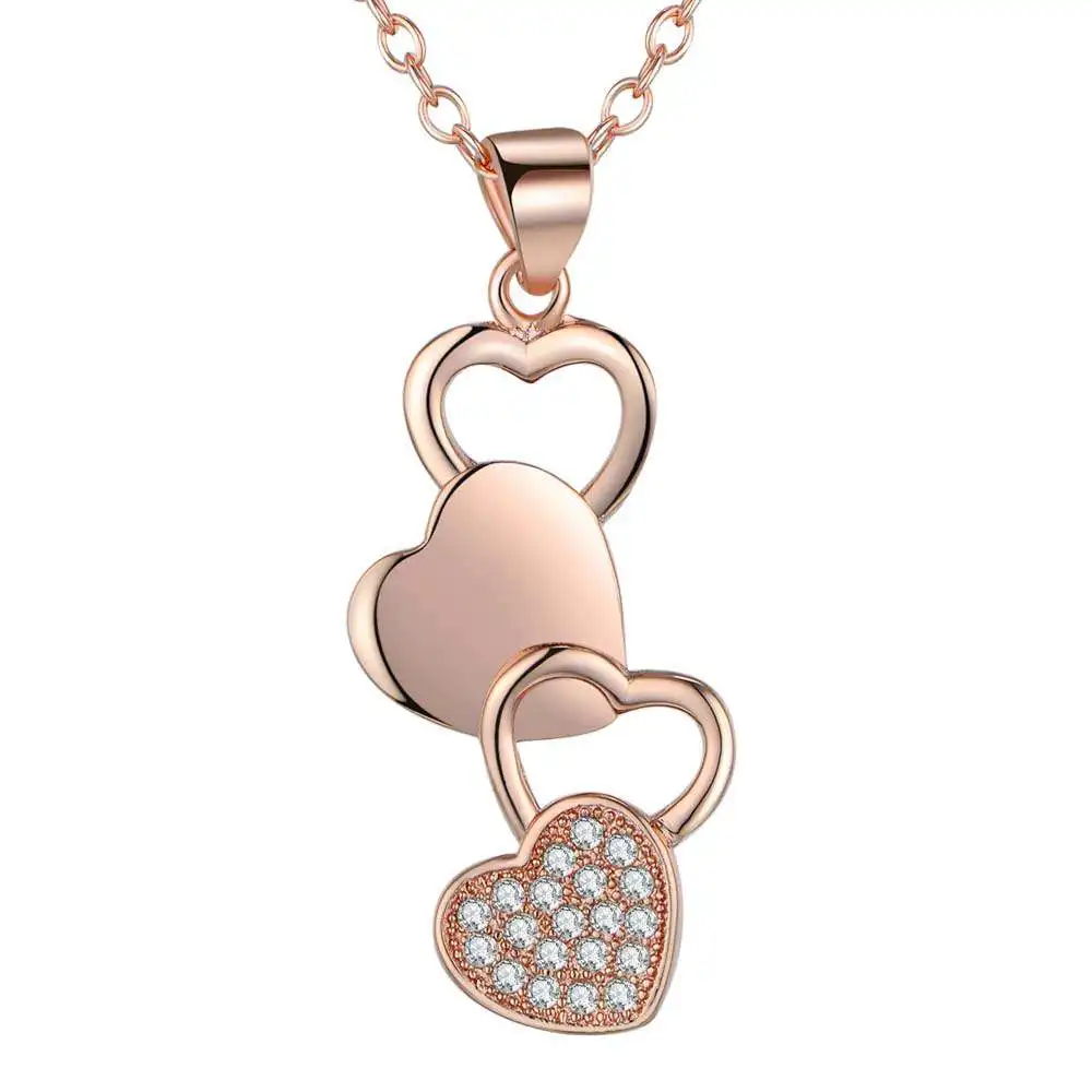 925 Sterling Silber Halskette Anhänger Herz 5A Zirkon für Damen Hochzeitsschmuck Mode 18k Vergoldet Klassische Geschenke Hohe Qualität
