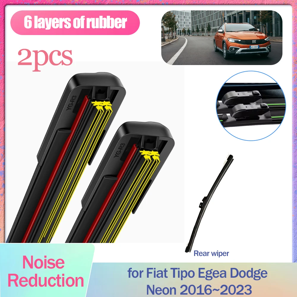 Car Windscreen Wipers for Fiat Tipo Egea Dodge Neon 2016~2023 Six Layers Rubber Blade Front Rear Windshield Brushes Accessories