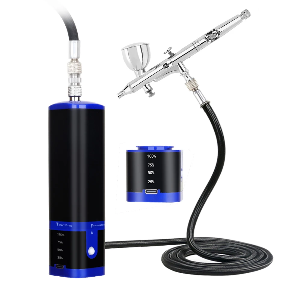 

Upgraded Auto Mini Airbrush Kit with Compressor and 0.3mm Nozzles Portable Handheld Dual-Action Cordless Air Brush Gun Set