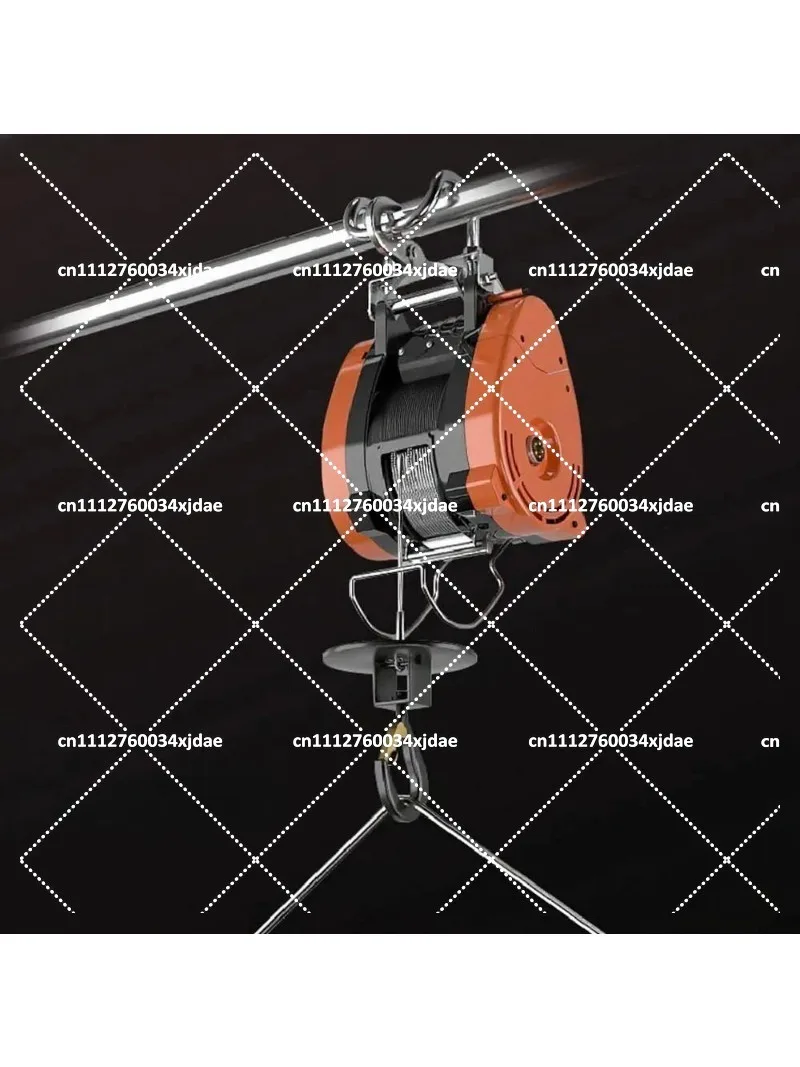 300kg 30M Electric Hoist 220V Wire Rope Hoist with Remote Control Portable Lifting Double Hook Small Crane