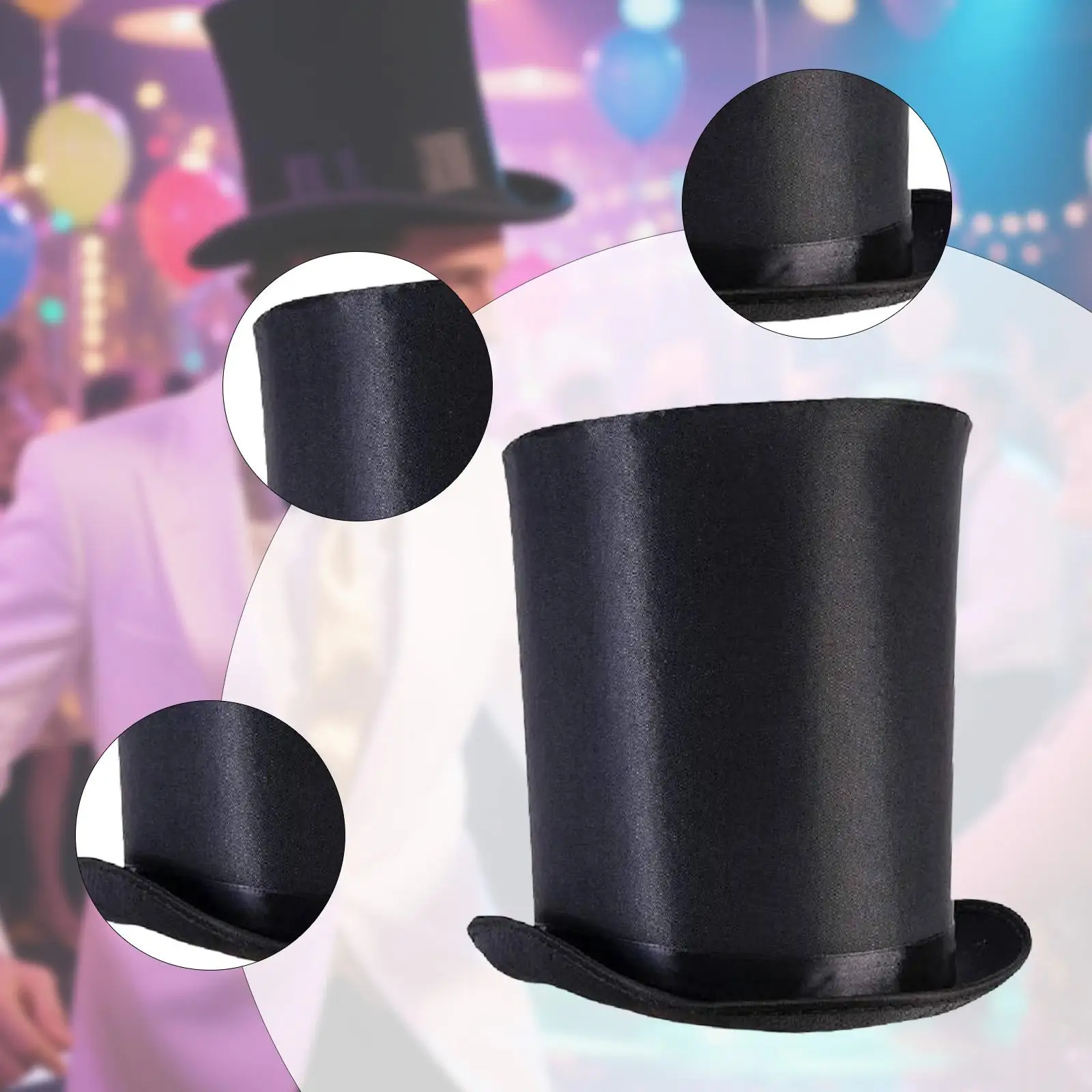 Premium Black Felt Top Hat for Magician Butler Formal Costume Victorian Style for Christmas Parties Role-Play Circus Themed Even