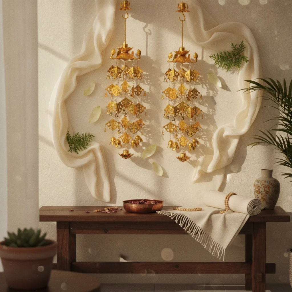 Lotus Hanging Ornaments Filigree Buddhist Altar Ornaments Lotus Hangings Decorative Latkan Traditional for Buddhists