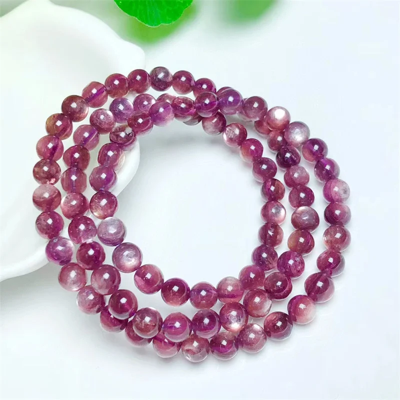 Natural Purple Lepidolite Multiple Circles Bracelet Healing Fashion Reiki Crystal Fengshui Jewelry Birthday Gift 1pcs 6mm