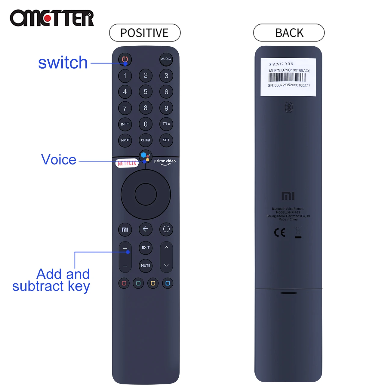 New XMRM-19 360° Bluetooth Voice Remote Control For Xiaomi Android TV MI TV P1 32 43 55 MI TV Q1 75 L32M6-6AEU L75M6-ESG