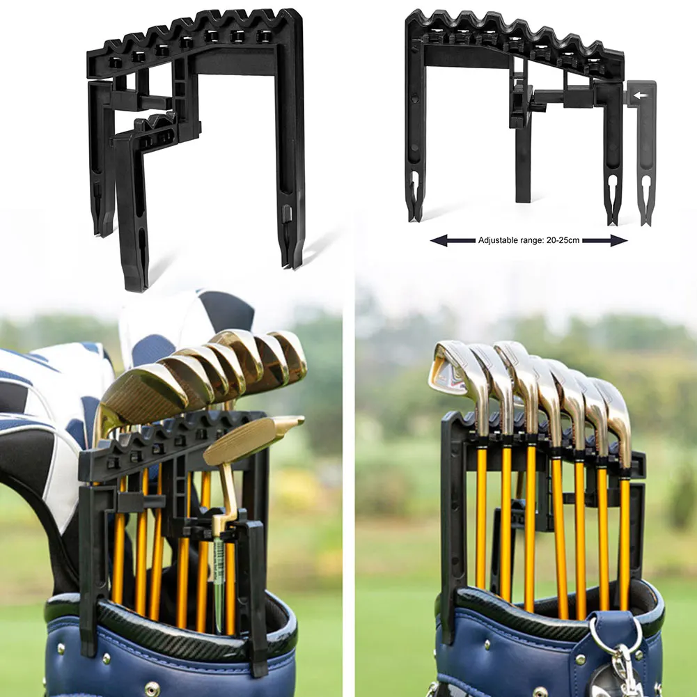 Club Standing Rack Holds 9 Clubs Putter Clip Club Holder Adjustable Width Golf Club Display Bracket Anti-Shake Golf Accessories