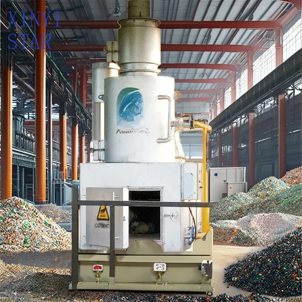 High-capacity solid animal manure incinerator smokeless waste gas medical waste treatment equipment