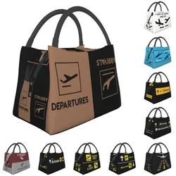 Departures And Arrivals Resuable Lunch Box Women Leakproof Aviation Aviator Plane Thermal Cooler Food Insulated Lunch Bag