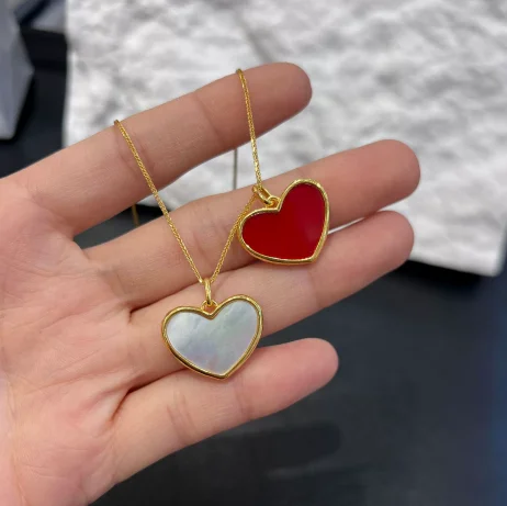 18k real gold jewelry karat gold shell pendants heart shape double sides shell