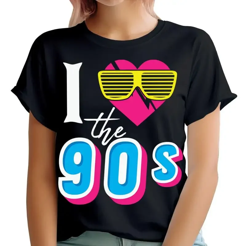 Love 90s Fancy Dress Costume Neon Festival Retro Womens  T shirt Top TA 165