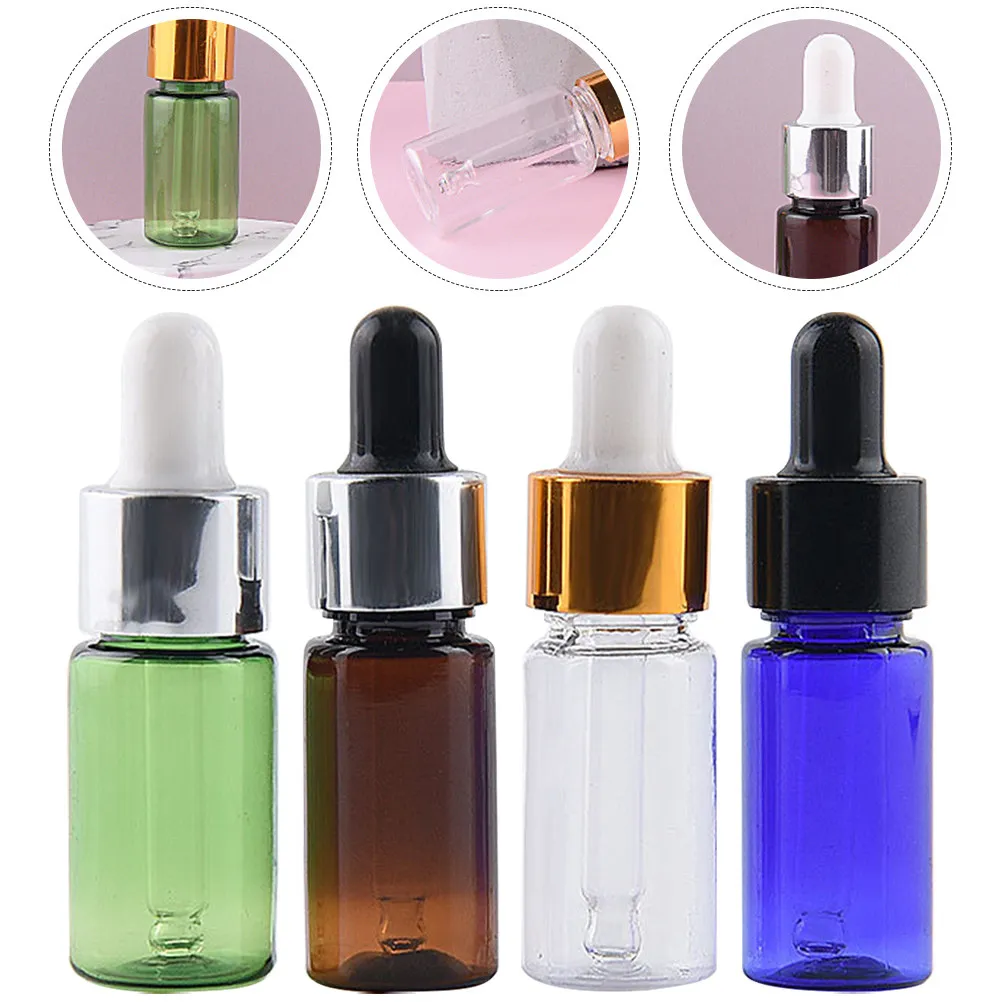 

4Pcs Essential Oil Dropper Bottle Set Plastic Small Travel Perfume Bottles Reusable Leakproof Empty Liquid Dispensing Containers