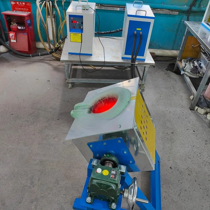 90Kw 380V Induction Melting Furnace For 120Kg Copper Bronze Brass And 50Kg Steel With Remote Control