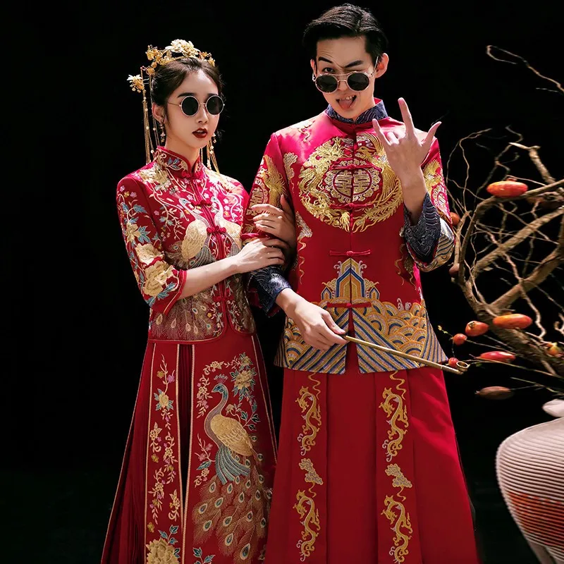 New large-sized Chinese-style wedding dress for toasting