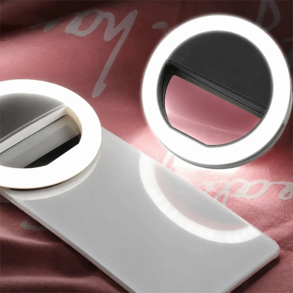 Adjustable Brightness Ring Fill Light Round Shape Soft Light Selfie Ring Light Clip Mount Dimmable Light Phone Clip Light