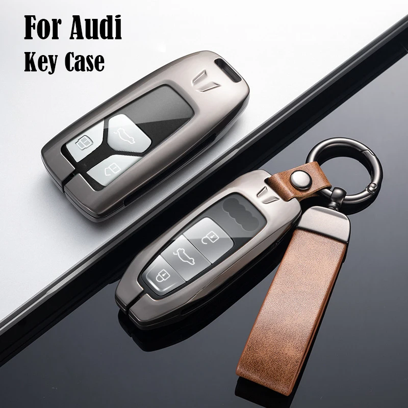 For Audi A3 A4L A5 A6L A7L Q2L Q3 Q4 E-Tron Q5L Q7 New Energy Key Case Car Key Bag Galvanized Alloy Key Cover Car Accessories