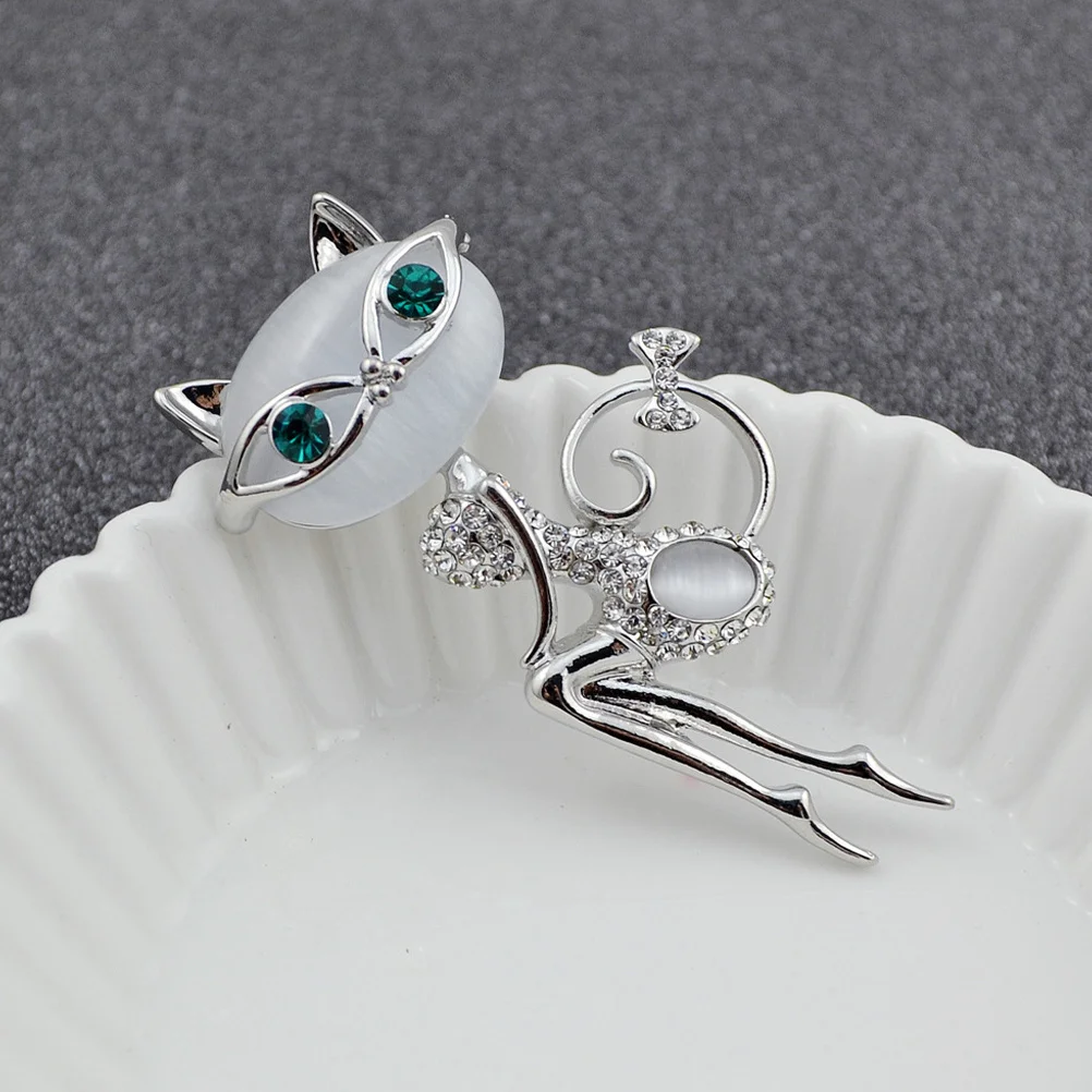 القط العين حجر بروش دبوس أوبال مجوهرات للنساء ملابس عصرية حقيبة قبعة وشاح ديكور ملحق كريستال دبوس #3