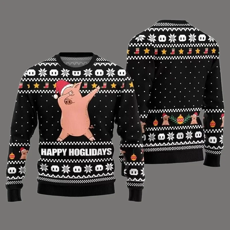 مهرجان مضحك الباليه خنزير طباعة القبيح عيد الميلاد سترة للرجال النساء الجولة الرقبة فضفاضة البلوز الفكاهة مزرعة الحيوان سترة 2026 #3