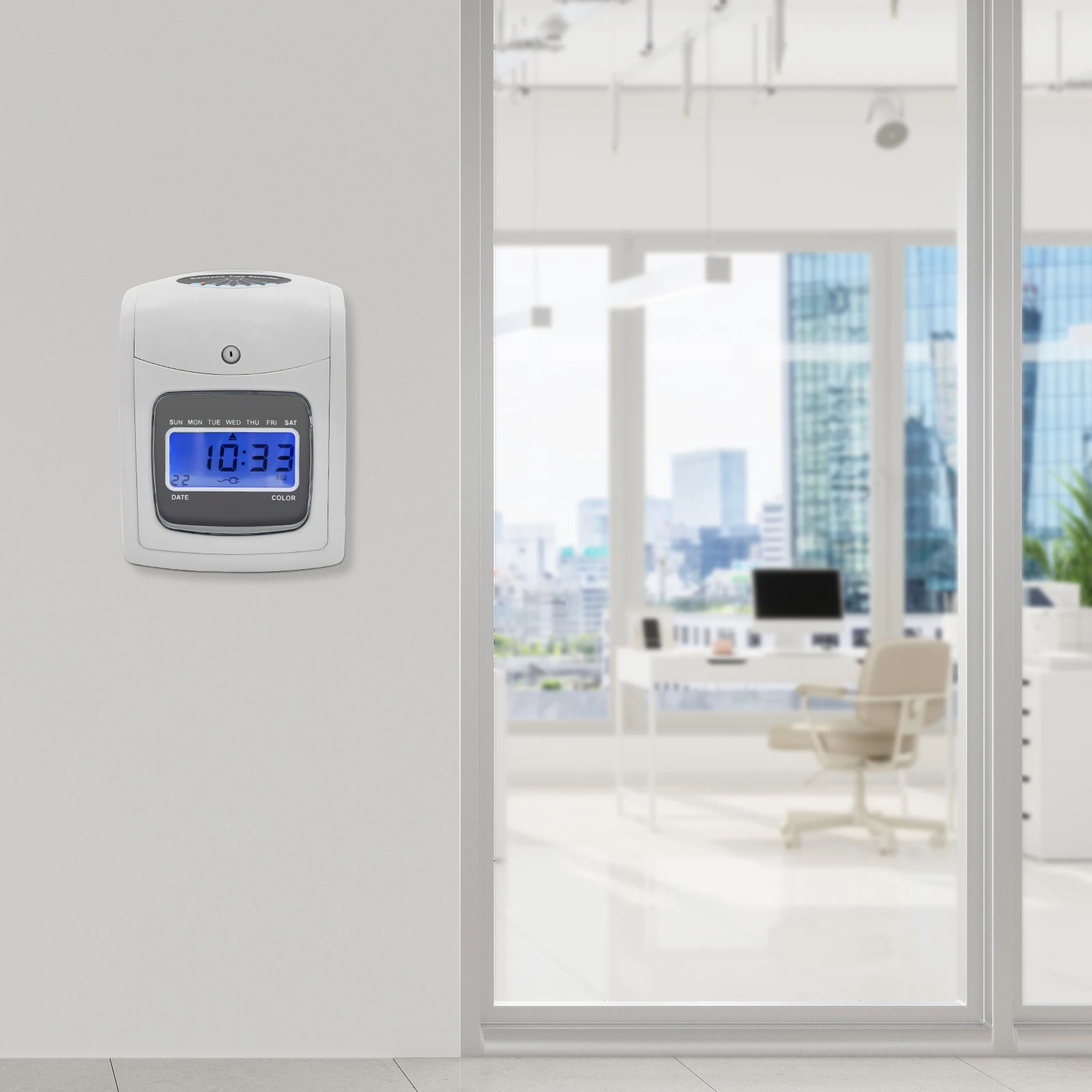 

K-7 Electronic Time Recorder Punch Card Machine, ABS & Metal Construction, Stable Durable For Long-Term Office Attendance Use